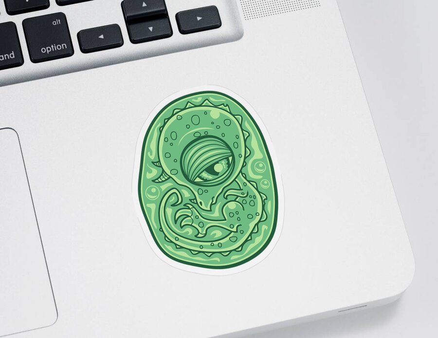 Lizard Sticker featuring the digital art Baby Dinosaur Embryo by John Schwegel