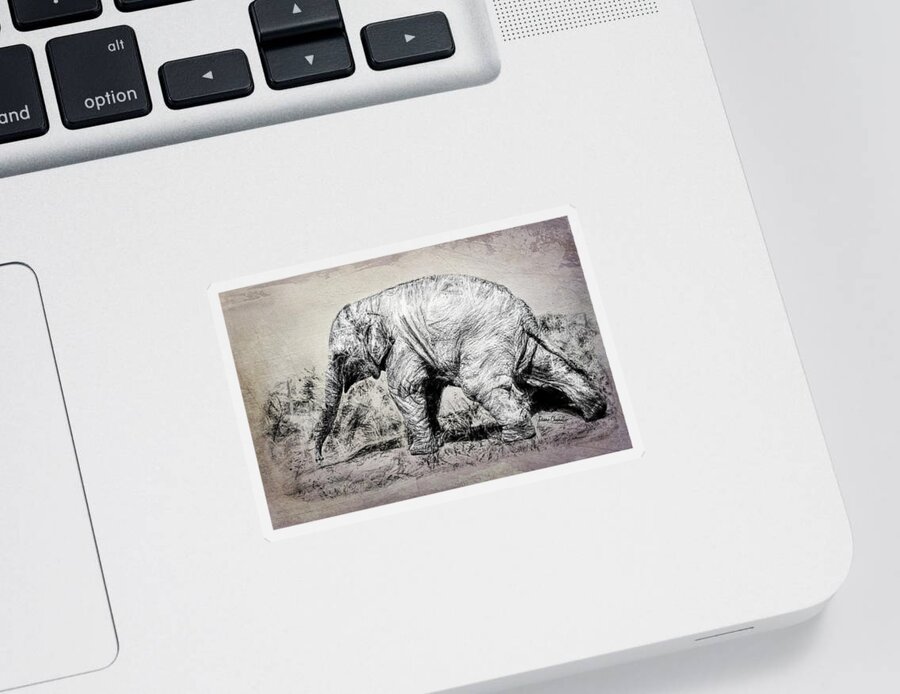 Elephant Sticker featuring the digital art Baby Elephant Walk by Diane Chandler