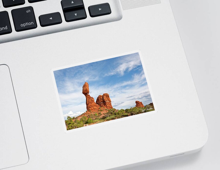 Arches National Park Sticker featuring the photograph Balanced and Ham Rocks by Jeff Goulden