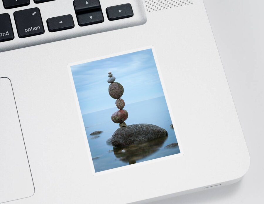 Meditation Zen Yoga Mindfulness Stones Nature Land Art Balancing Sweden Sticker featuring the sculpture Balancing art #48 by Pontus Jansson