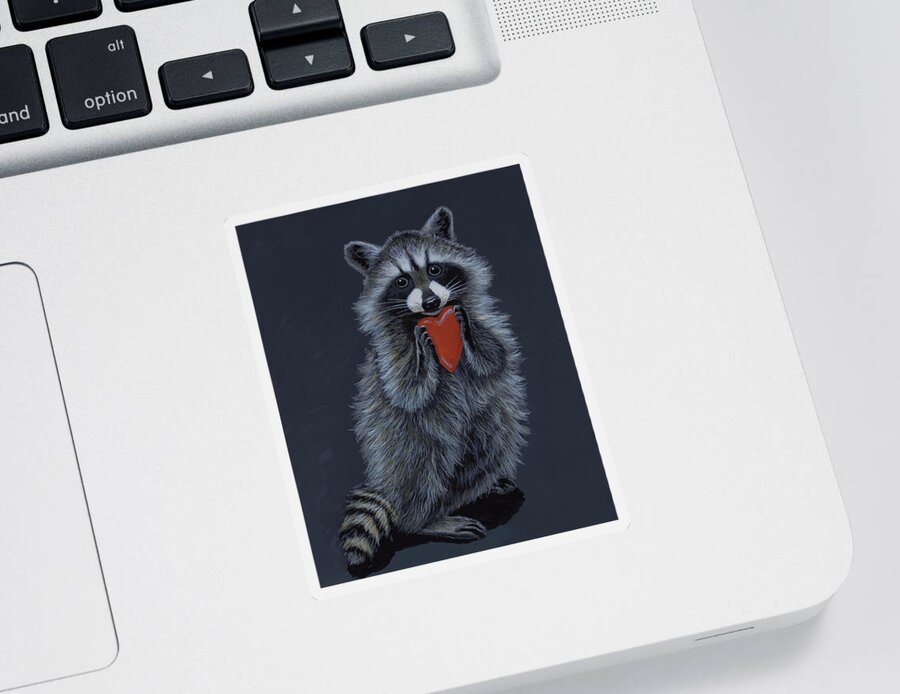 Raccoon Sticker featuring the painting Be Mine by Anthony J Padgett