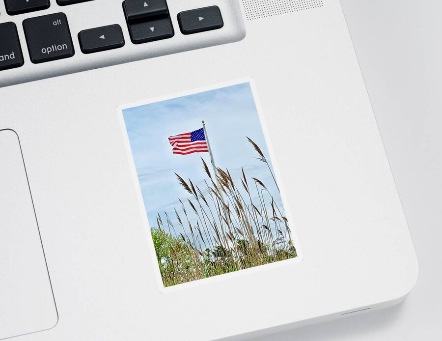 American Flag Sticker featuring the photograph Beach Stars and Stripes  by CAC Graphics
