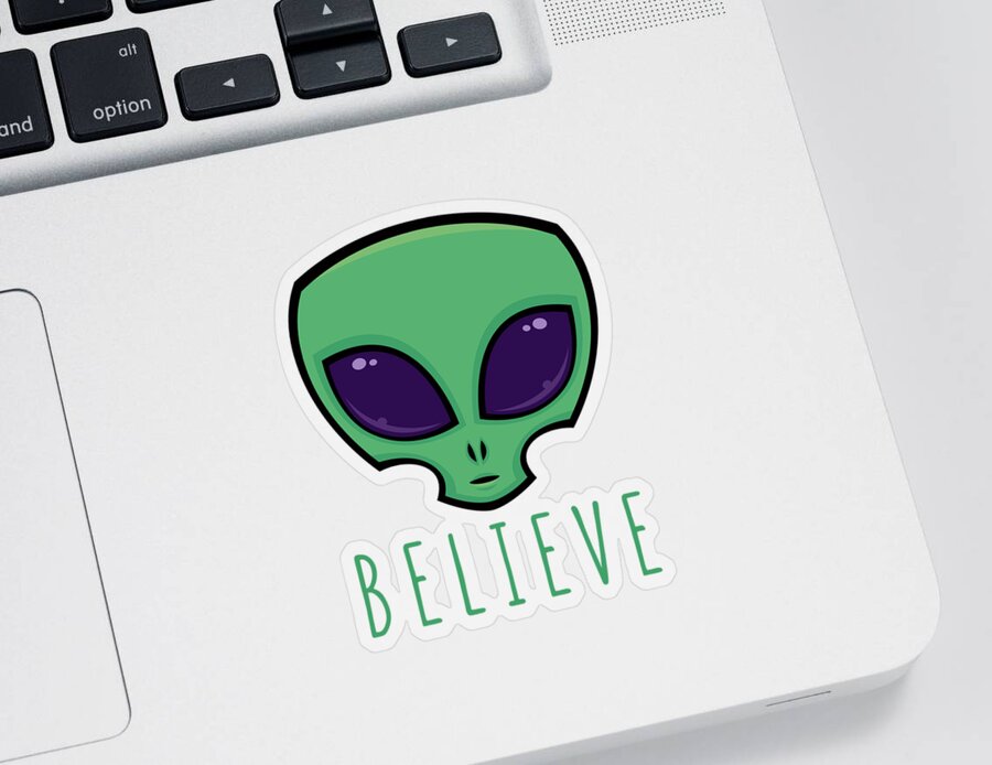 Alien Sticker featuring the digital art Believe Alien Head by John Schwegel