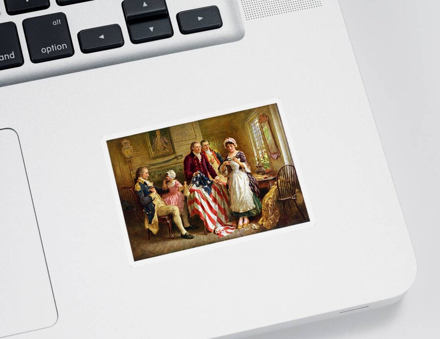 #faatoppicks Sticker featuring the painting Betsy Ross and General George Washington by War Is Hell Store