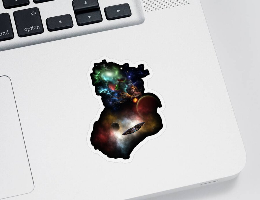 Space Sticker featuring the digital art Beyond Space and Time by Rolando Burbon