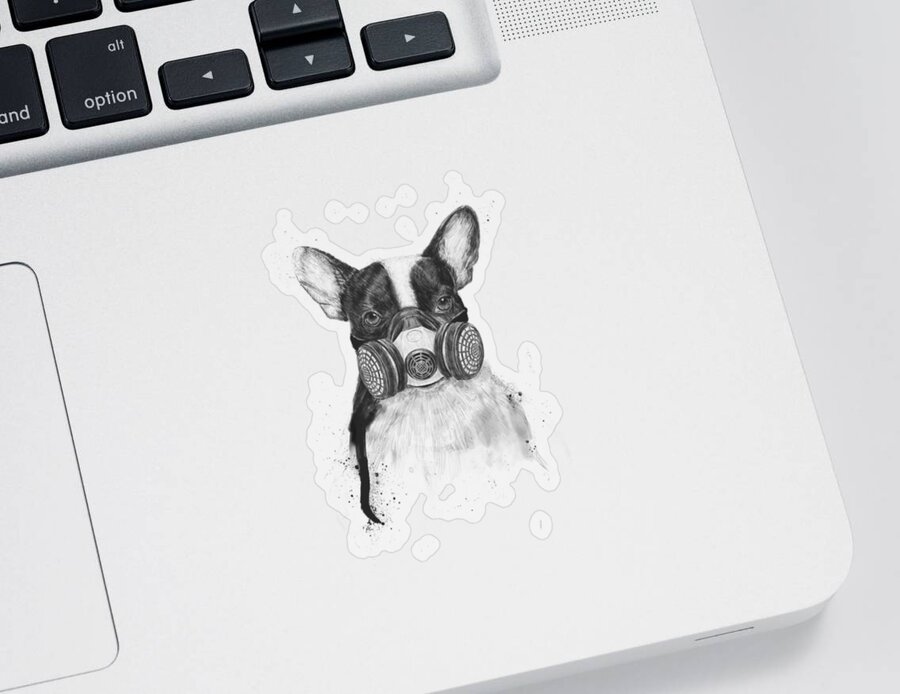 Dog Sticker featuring the drawing Big city life by Balazs Solti