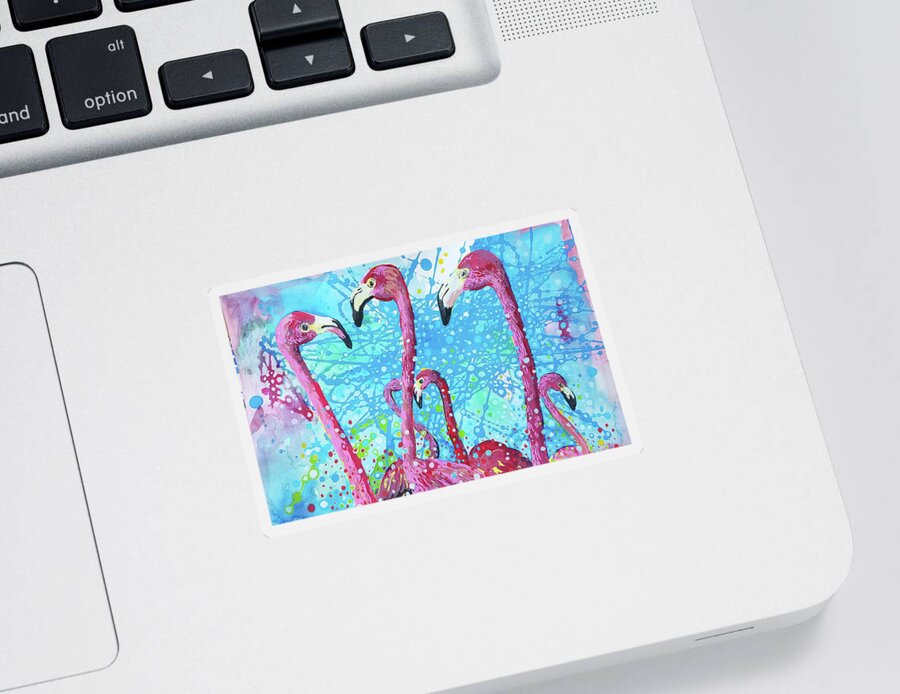 Flamingo Sticker featuring the painting Birds of a Feather by Tilly Strauss