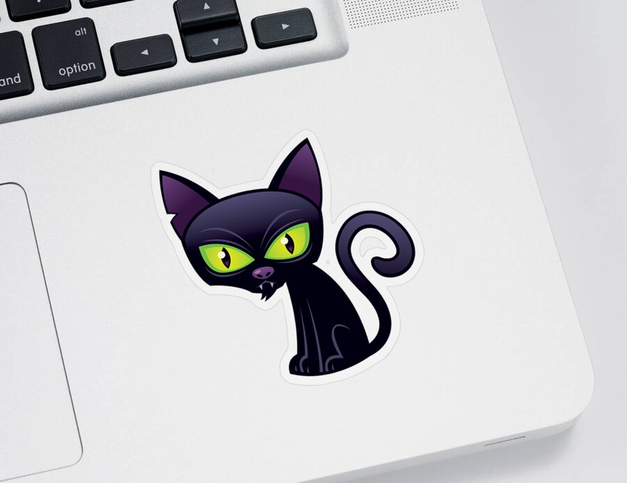 Animal Sticker featuring the digital art Black Cat by John Schwegel