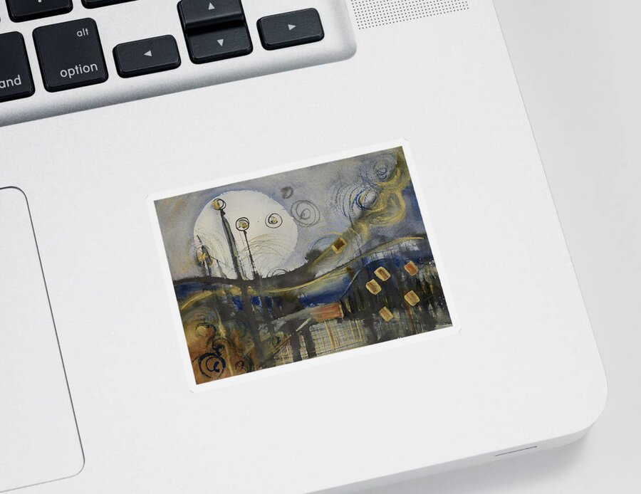 Watercolor Sticker featuring the painting Blaue Landschaft by Judith Levins