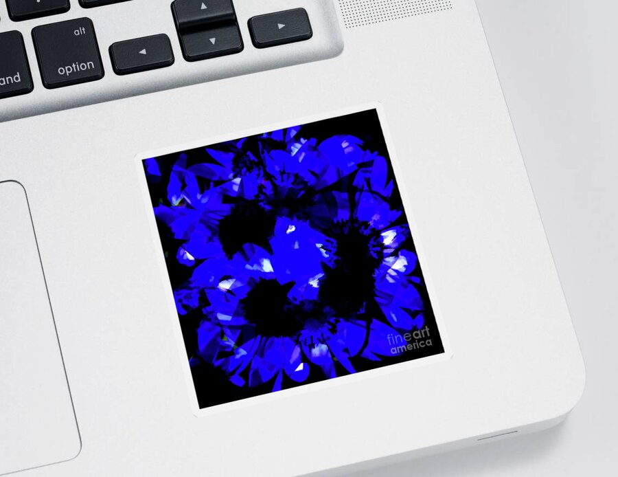 Kaleidoscope Sticker featuring the digital art Blue Beauties Kaleidoscope by D Hackett