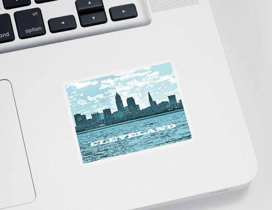 Cleveland Sticker featuring the photograph Blue CLEVELAND by Gary Olsen-Hasek