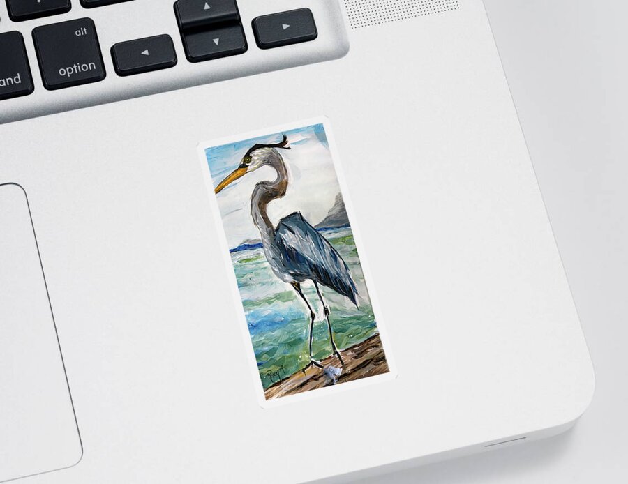 Heron Sticker featuring the painting Blue Heron by Roxy Rich