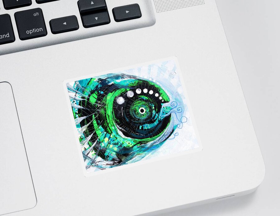 Fish Sticker featuring the painting Blue-Spewed Turtle Fish by J Vincent Scarpace
