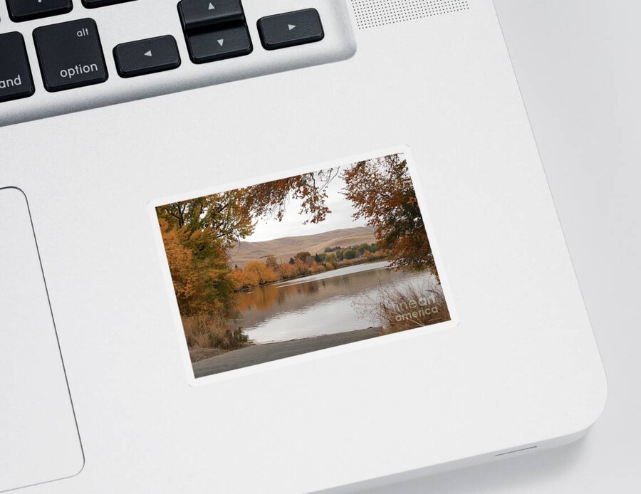 Autumn Sticker featuring the photograph Boat Dock in Autumn by Carol Groenen