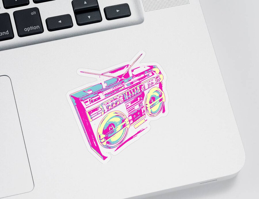Boombox Sticker featuring the digital art Boombox by Megan Miller