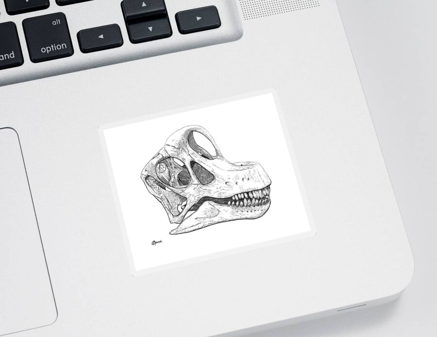 Brachiosaurus Sticker featuring the digital art Brachiosaurus Black and White by Rick Adleman