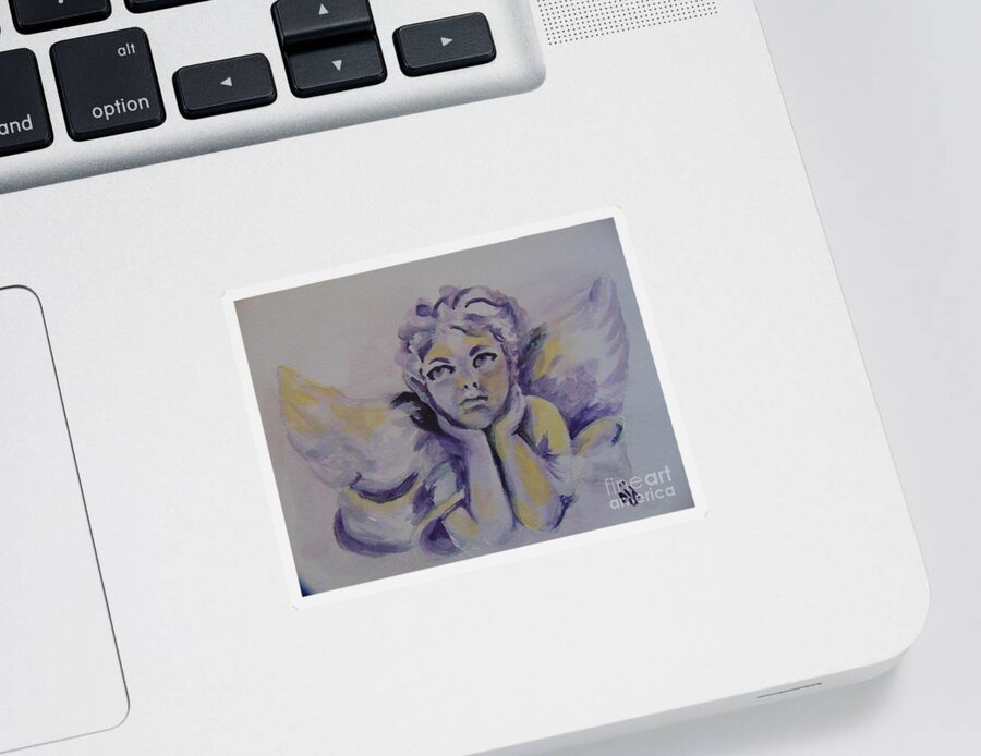 Angel Sticker featuring the painting Bradyn's Angel by Saundra Johnson