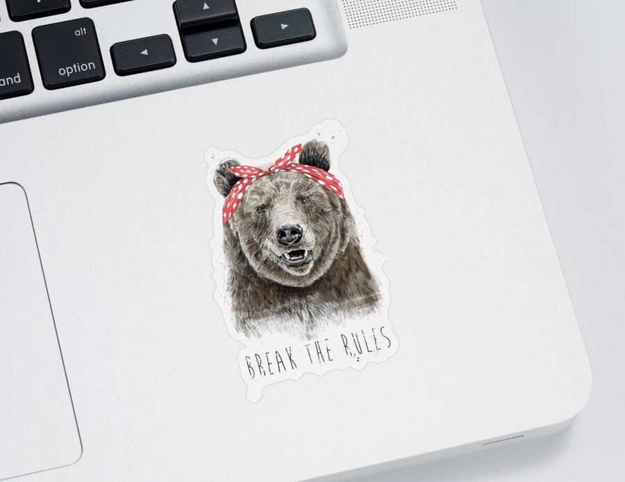 Bear Sticker featuring the mixed media Break the rules by Balazs Solti