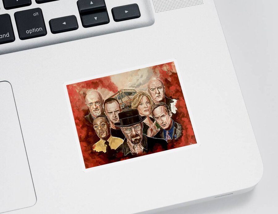 Breaking Bad Sticker featuring the painting Breaking Bad Family Portrait by Joel Tesch