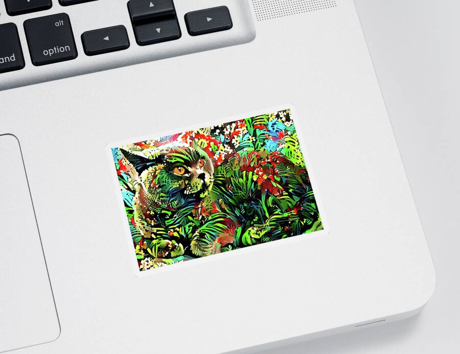 British Shorthair Cat Sticker featuring the digital art British Shorthair Jungle Cat by Peggy Collins