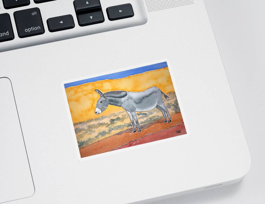Watercolor Sticker featuring the painting Burro Lore by John Klobucher