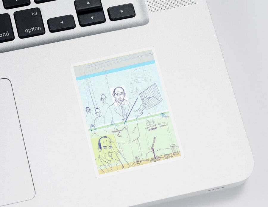 Adult Sticker featuring the drawing Businessman Giving a Presentation by CSA Images
