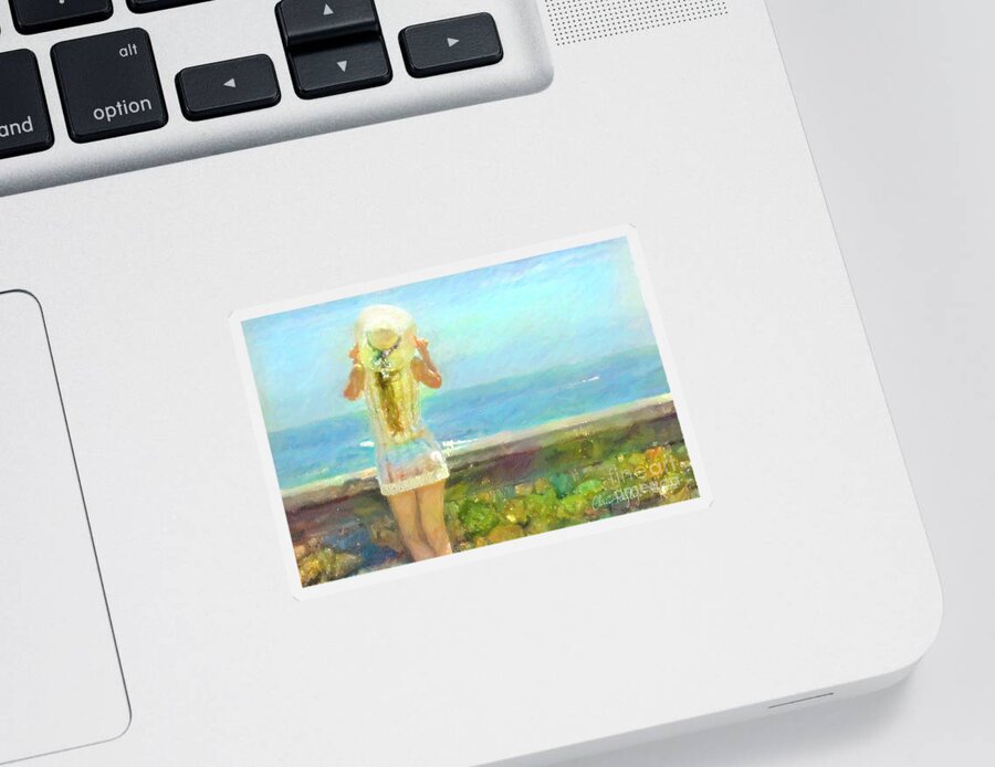 Girl Sticker featuring the pastel By the Sea by Chris Armytage