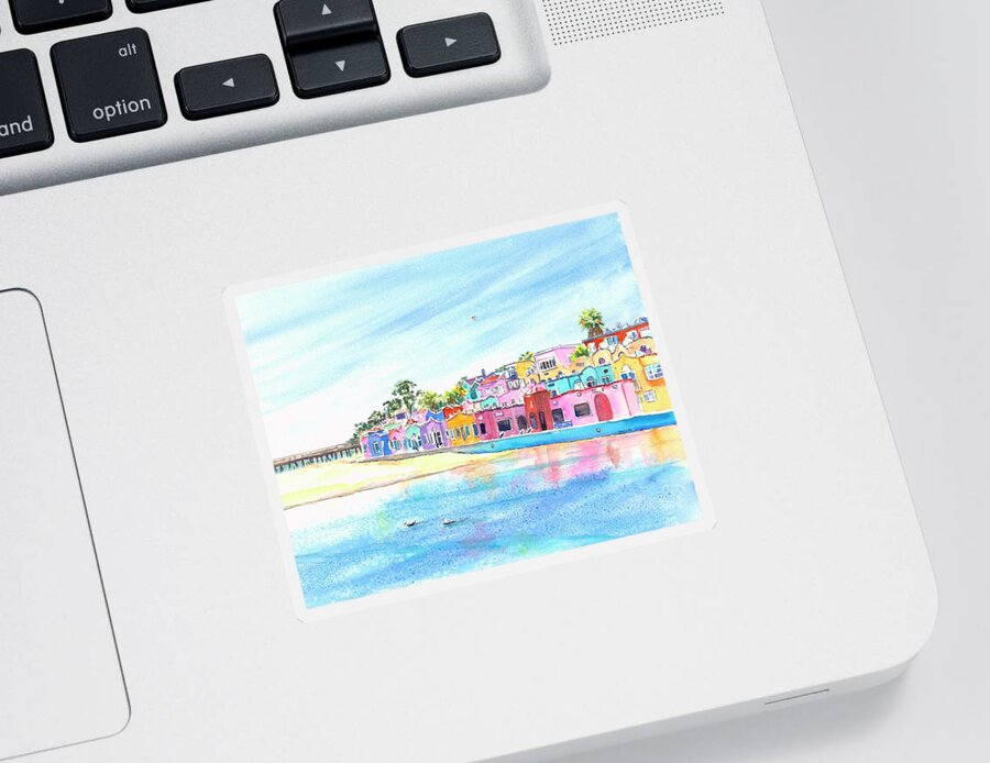 Capitola Sticker featuring the painting Capitola California Colorful Houses by Carlin Blahnik CarlinArtWatercolor