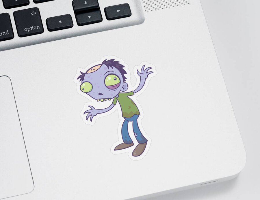 Zombie Sticker featuring the digital art Cartoon Zombie by John Schwegel