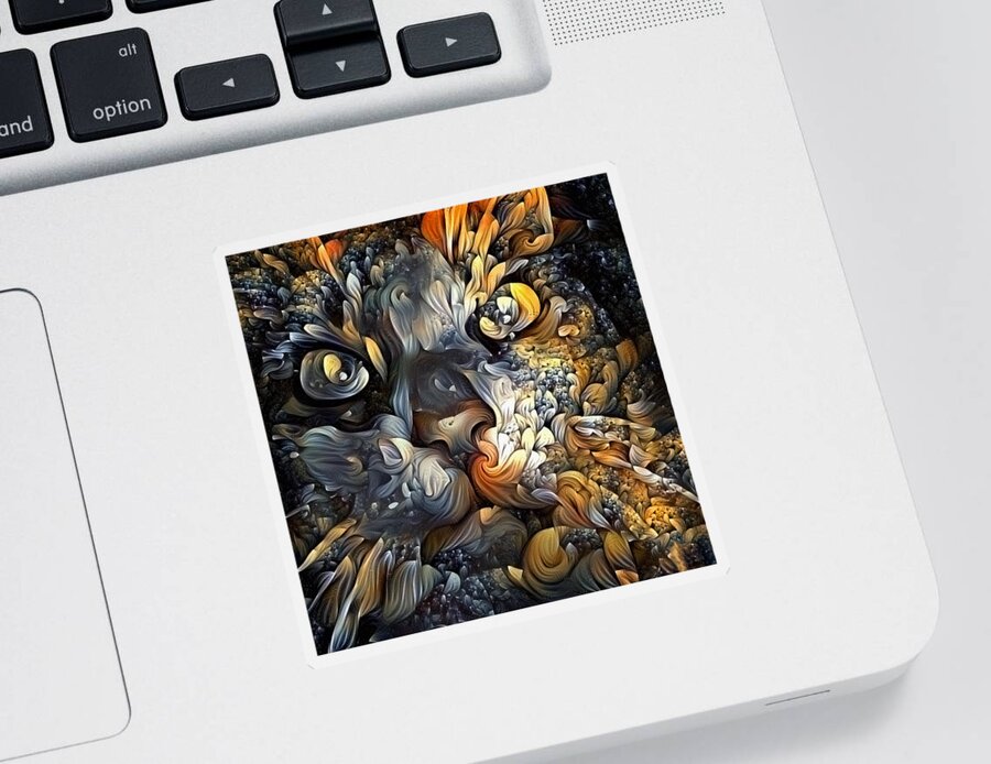 Abstract Sticker featuring the digital art Cat Eyes by Bruce Rolff