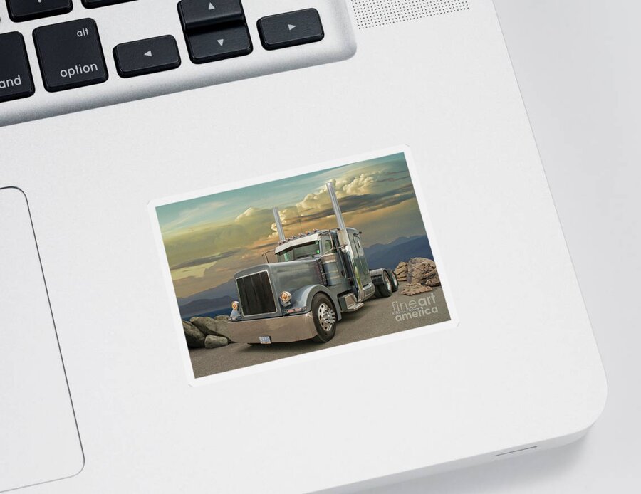 Big Rigs Sticker featuring the photograph Catr9470-19 by Randy Harris