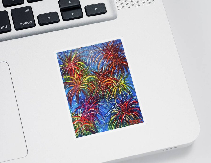 Fireworks Sticker featuring the painting Celebrate by Sherry Strong
