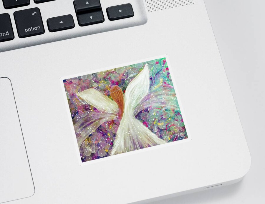Angel Sticker featuring the digital art Celestial Guardian Angel Art by Laurie's Intuitive
