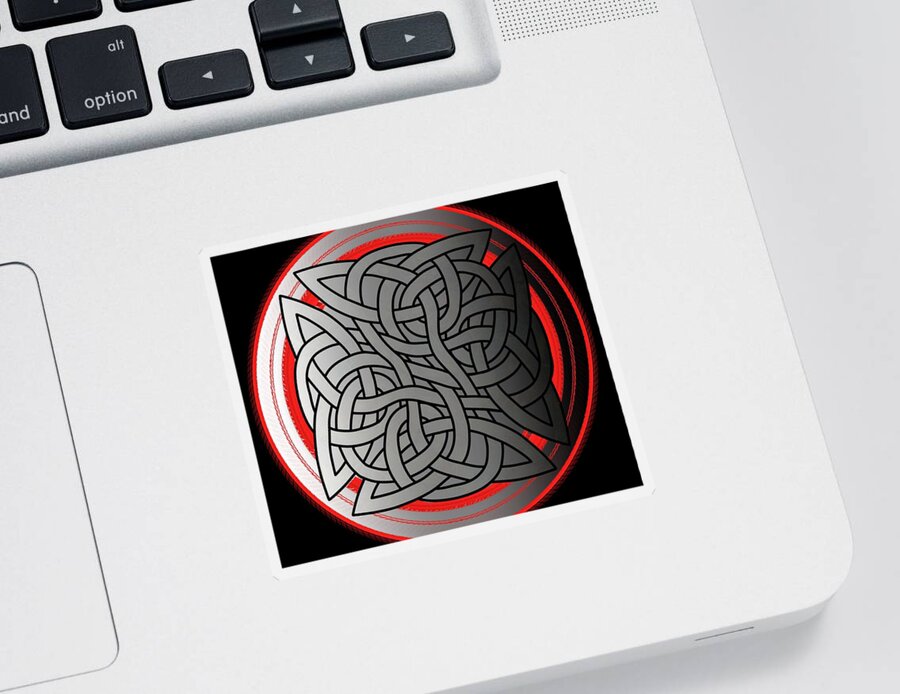 Celtic Sticker featuring the digital art Celtic Shield Knot 4 by Joan Stratton