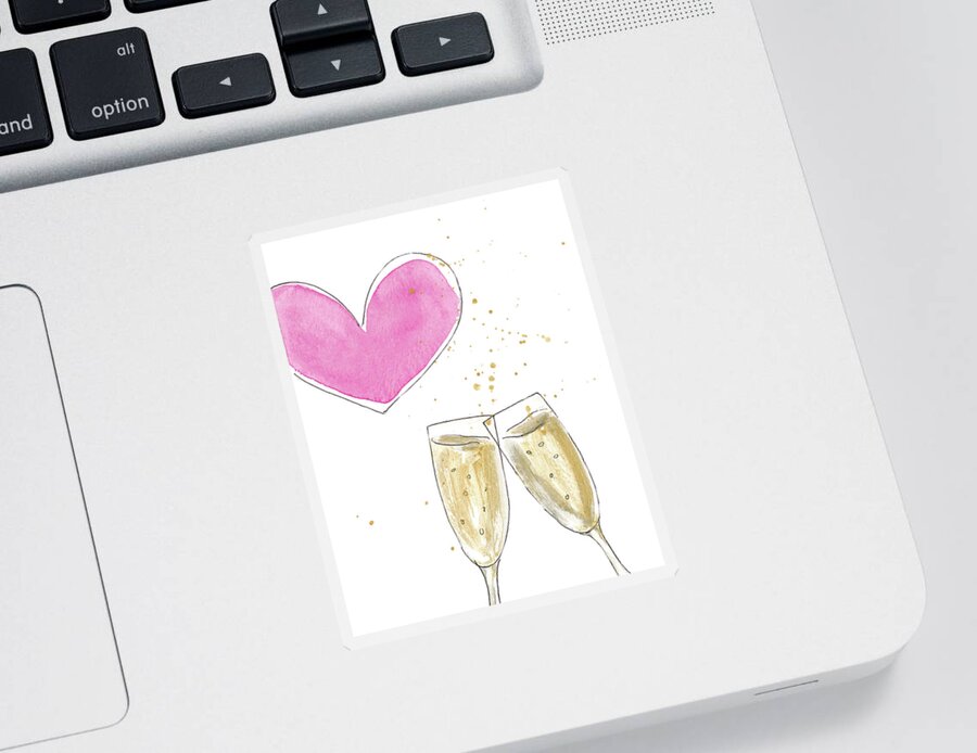 Champagne Sticker featuring the mixed media Champagne Heart by Lanie Loreth
