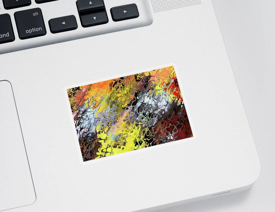 Chaos Sticker featuring the digital art Chaos Abstraction Orange by Don Northup
