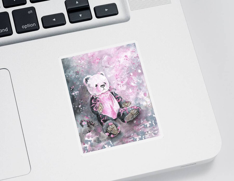 Teddy Sticker featuring the painting Charlie Bear Sylvia by Miki De Goodaboom