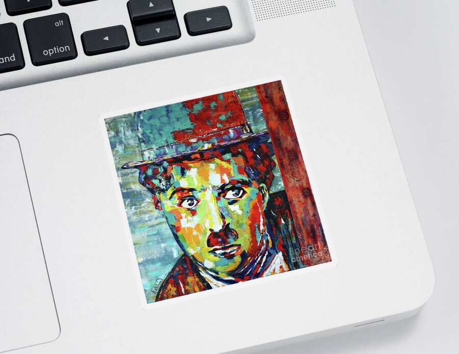 Charlot Sticker featuring the painting Charlie Chaplin Modern Times by Kathleen Artist PRO