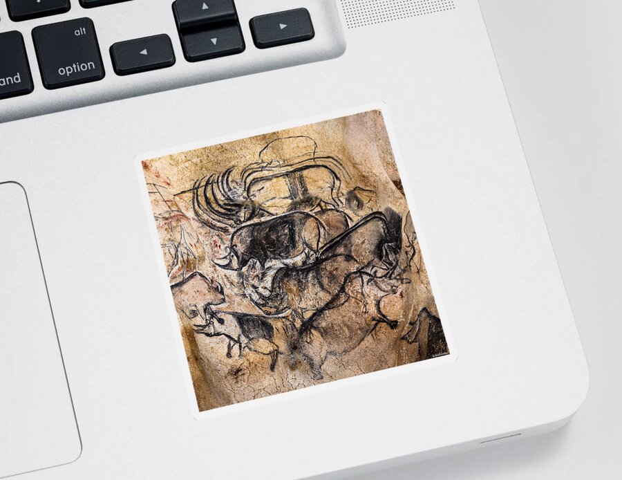Chauvet Rhinoceros Panel Sticker featuring the digital art Chauvet - Rhinoceros Panel by Weston Westmoreland