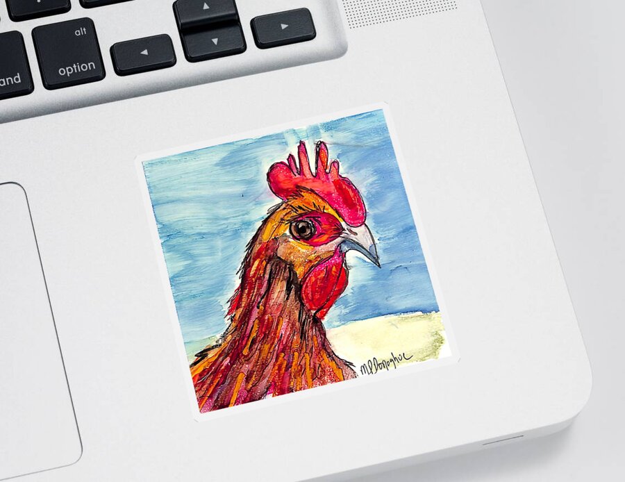 Colorful Chickens Sticker featuring the painting Chicken Head 3 by Patty Donoghue
