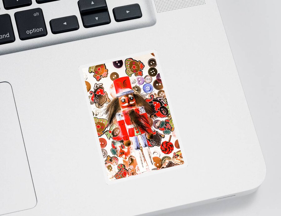 Xmas Sticker featuring the photograph Christmas soldier spook by Jorgo Photography