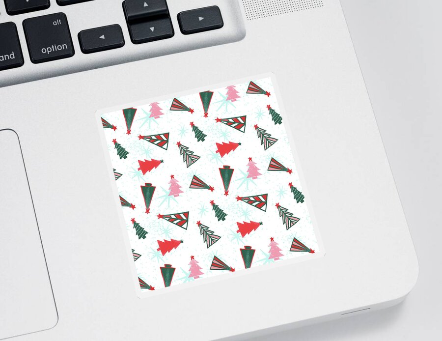 Christmas Trees Sticker featuring the painting Christmas Tree Pattern by Jen Montgomery
