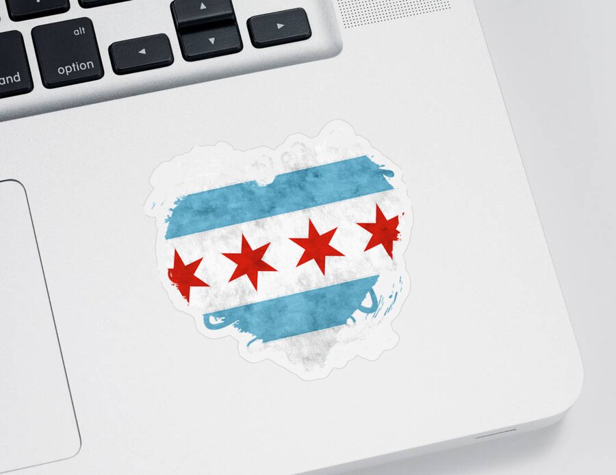 Chicago Sticker featuring the mixed media City of Chicago Flag by Christopher Arndt