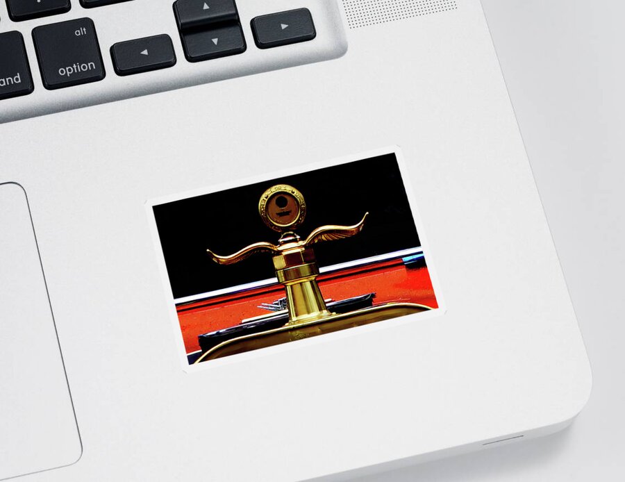 Hood Ornament Sticker featuring the photograph Classic Hood Ornament by Cathy Anderson