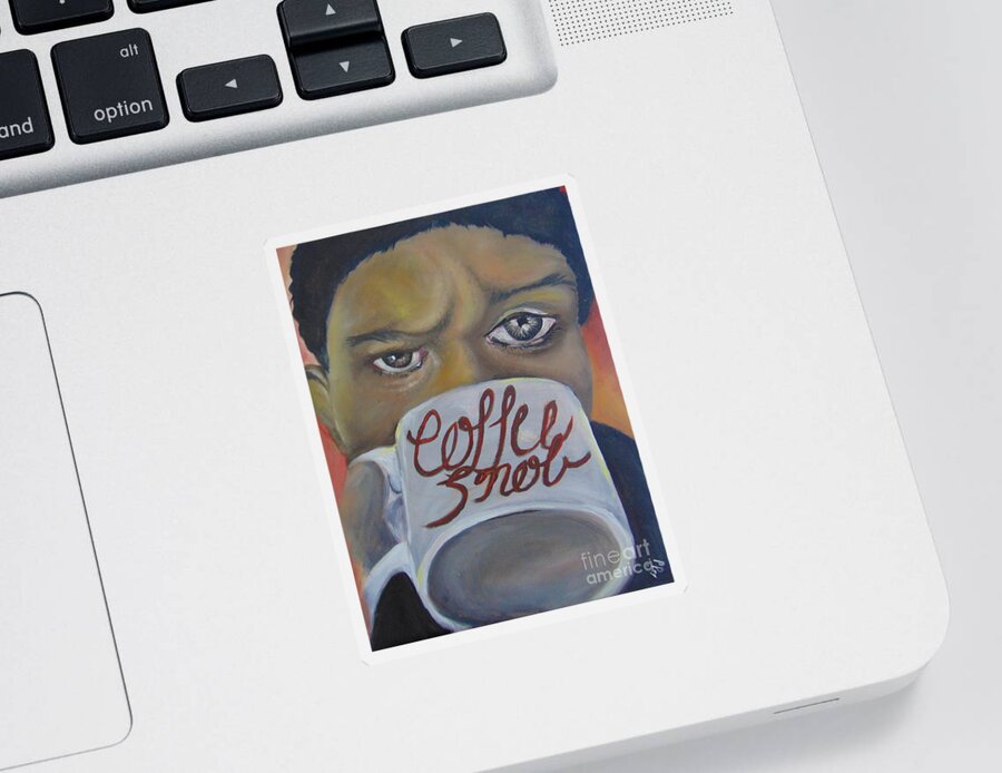 Coffee Cup Sticker featuring the Coffee Snob by Saundra Johnson