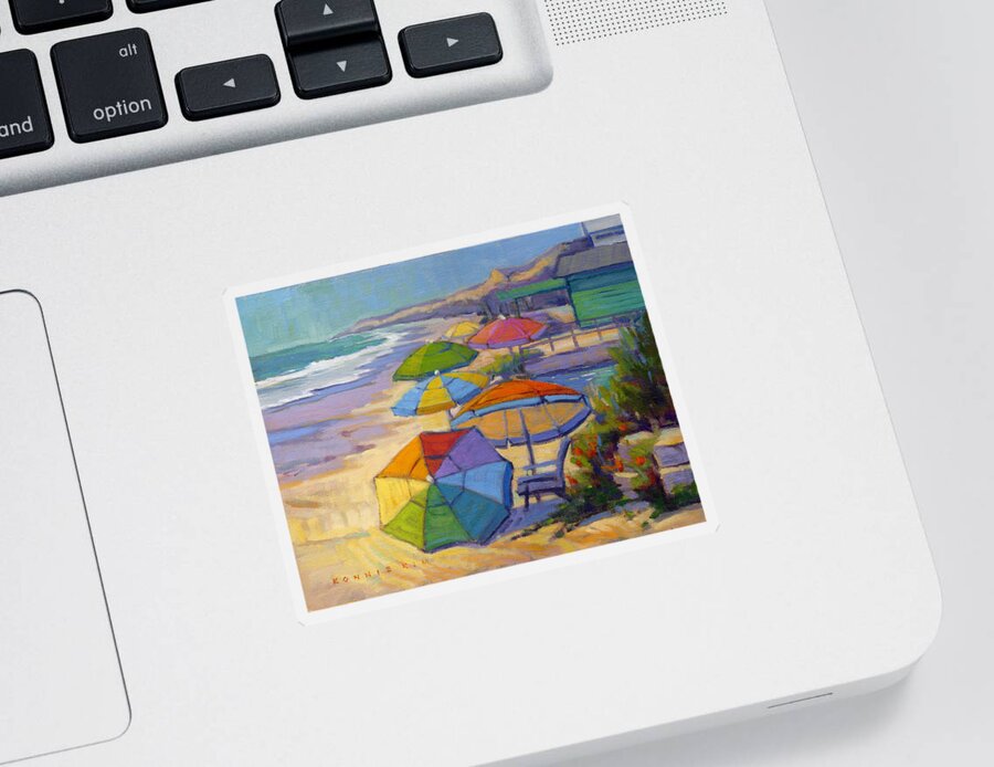 Crystal Cove Sticker featuring the painting Colors of Crystal Cove by Konnie Kim