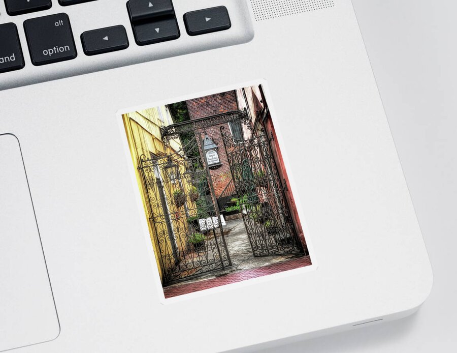 Architecture Sticker featuring the photograph Court of the Two Sisters Courtyard Gate by Susan Rissi Tregoning