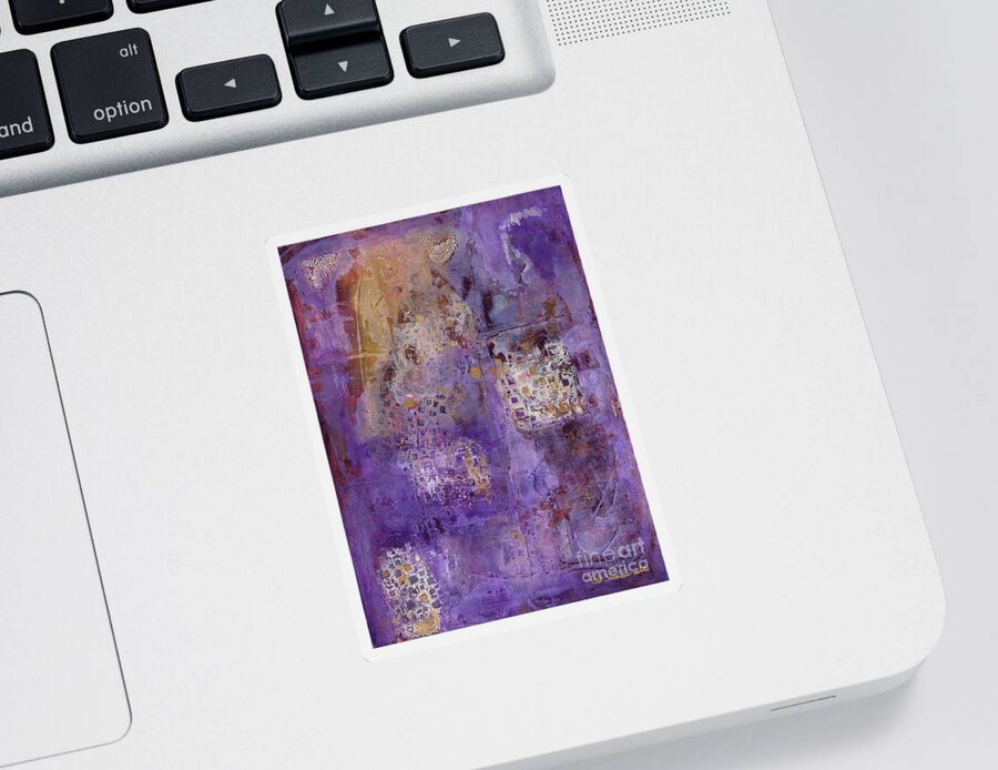 Abstract Sticker featuring the painting Cracklin' Gold by Pat Saunders-White