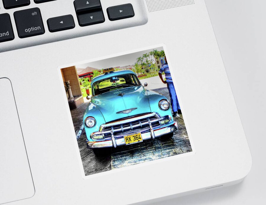 Cab Sticker featuring the photograph Cuban Taxi			 by Pennie McCracken
