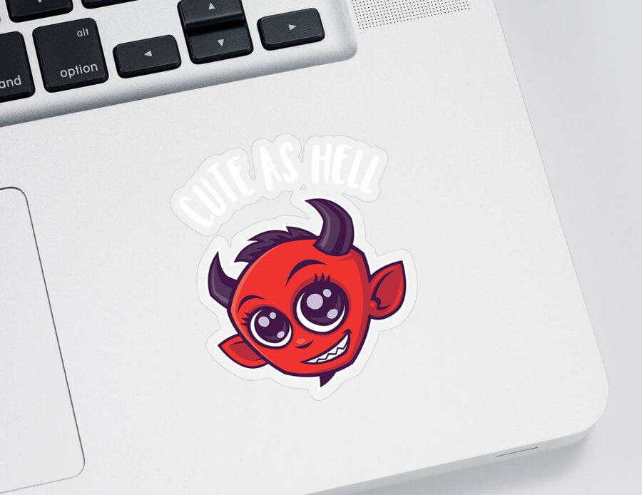 Devil Sticker featuring the digital art Cute as Hell Devil by John Schwegel